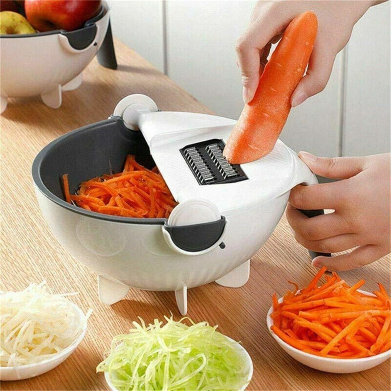 Hibha 9 In 1 Multifunction Vegetable Cutter With Drain Basket Magic Rotate Vegetable Cutter Portable Slicer Chopper Grater Kitchen Tool Vegetable & Fruit Grater Vegetable & Fruit Grater & Slicer(1)