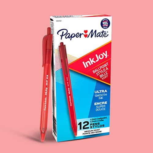 Paper Mate Inkjoy 100Rt Retractable Ball Pen 12X Red
