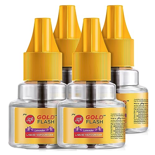 Good Knight Gold Flash Liquid Vapourizer | Mosquito Repellent Refill | Lavender Fragrance | Pack Of 4 (45Ml Each)