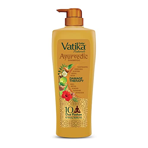 Dabur Vatika Ayurvedic Shampoo – 340Ml | Damage Therapy | With Power Of 10 Ingredients For Solving 10 Hair Problems| No Parabens | For All Hair Types