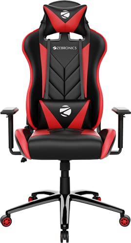 Zebronics Zeb-Gc2000 Premium Gaming Chair With 3D Armrest, 90-180 Degree Backrest, Neck & Lumbar Cushion, Adjustable Height, 360 Swivels & Casters