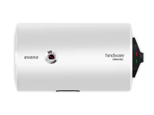 Hindware Atlantic Evano 50L Horizontal Storage Heater (Geyser) White With Glass Line Tank, Wall Mounting