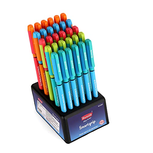 Reynolds Smartgrip Blue 30 Ct Dispenser | Ball Point Pen Set With Comfortable Grip | Pens For Writing | School And Office Stationery | Pens For Students | 0.7 Mm Tip Size