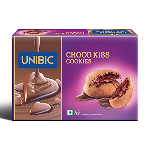 Unibic Foods India Pvt Ltd Choco Kiss Cookies 250G, Filled With Chocolate, Rich & Indulgent Snack Delicious Creamy Flavors, Crunchy And Choco Cream Centred Biscuits Made For Chocoholics