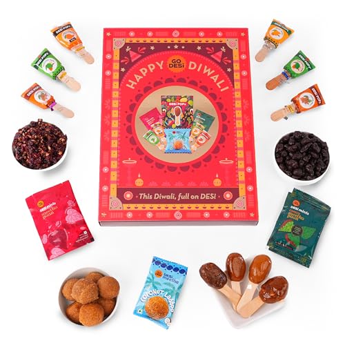 Go Desi Indian Sweets Diwali Gift Pack Hamper Box | Assorted Gift Hamper | Desi Popz | Coconut Laddoos | Meetha Paan | Choco Meetha Paan