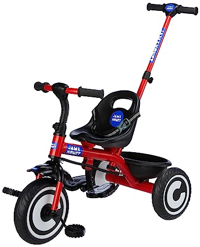 Amazon Brand – Jam & Honey Tricycle For Kids | Plug N Play | Parental Handle And Seatbelt (Red)