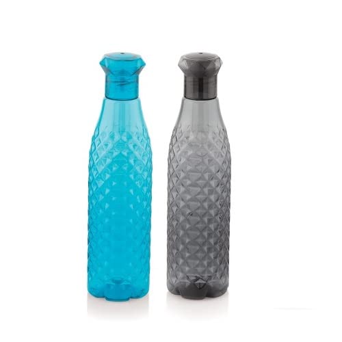 Attro Diamond Plastic Unbreakable Fridge Water Bottle For Office, Sports, School, Travelling, Gym, Yoga-Bpa And Leak Free, Assorted 1000 Ml – Set Of 2