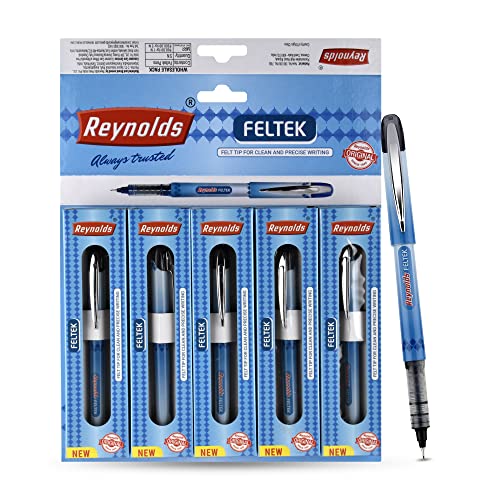 Reynolds Feltek Ind 5 Ct Box – Black| Smooth Ball Pens | Long-Lasting Ball Pens | Professional Ball Pens With Superior Writing Experience| Ball Pens For Swift Writing