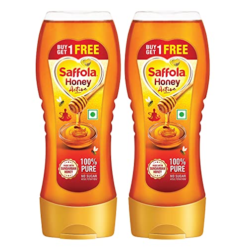 Saffola Honey Active, Made With Sundarban Forest Honey, 100% Pure Honey, No Sugar Adulteration, Natural Immunity Booster, 2 X 350G