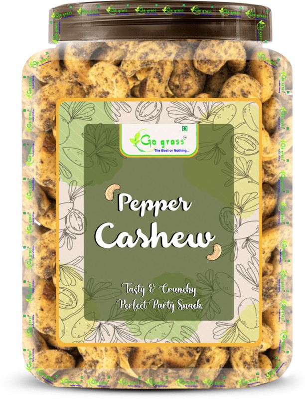 Go Grass Premium W320 Pepper Cashew, 100% Natural, Handpicked, Raw Cashew | Jar Pack | Cashews(1000 G)