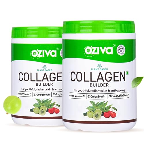 Oziva Plant Based Collagen Builder For Glowing & Youthful Skin | Collagen Powder For Women & Men | With Biotin, Silica & Vitamin C (Collagen Classic 500G (Pack Of 2, 250G Each))