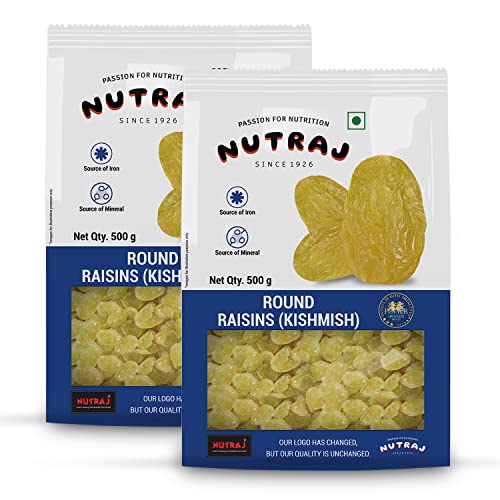 Nutraj Special Raisins (Round)1 Kg (500 G X 2)| Kishmish | Rich In Iron & Vitamin B | Seedless Green Kishmish | Healthy Snacks | Dry Fruits | Healthy And Tasty Snacks |, Fresh