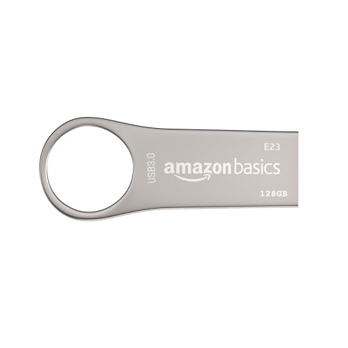 Amazon Basics 128 Gb Usb 3.0 Pen Drive | Flash Drive | Read Speed Upto 120 Mb/S | With Key Ring | Metallic (Silver)