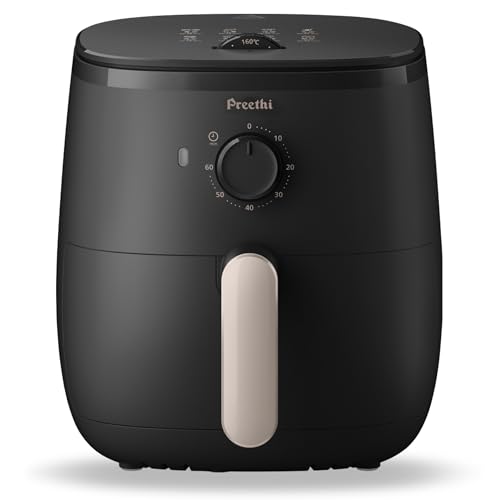 Preethi Airpot Apt001, Uses Up To 90% Less Fat, 1500W, 3.7 L, With Fast Flux Technology (Black), Large