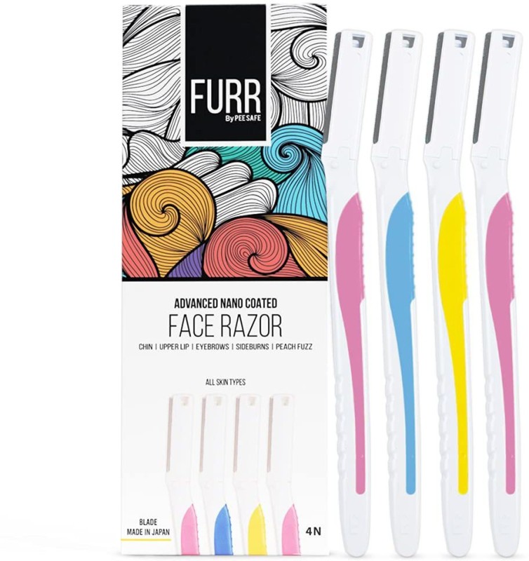 Furr By Pee Safe Facial Razor For Women | For An Effortless & Safe Shave Experience | Each Can Be Used Up To 5 Times(Pack Of 4)
