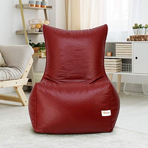 Sattva Faux Leather Chair Style Bean Bag Xxxl Bean Bag Filled (With Beans)_Maroon