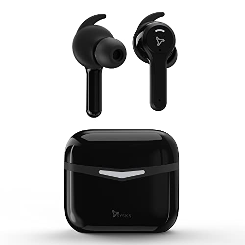 Syska Sonic Buds Ieb900 Earbuds With 50Hr Play Time, Auto Enc Tech, Low Latency, Ipx4, 13Mm Drivers For Deep Bass, Type-C Charging (Jade Black, True Wireless)
