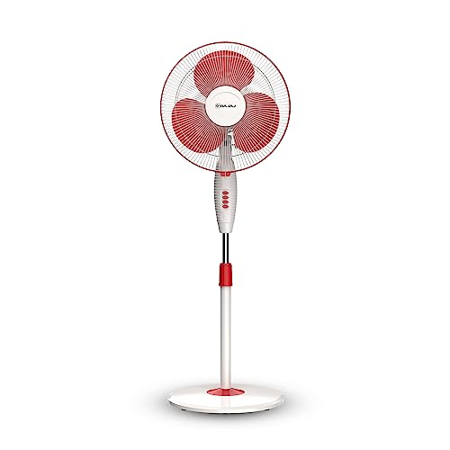 Bajaj Frore Neo 400 Mm Oscillating Pedestal Fan For Home|Aerodynamically Balanced Blades| 100% Coppermotor| Highair Delivery|3-Speed Control| Rust Free|2-Yr Warranty Red