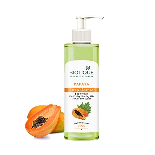 Biotique Papaya Deep Cleanse Face Wash | Gentle Exfoliation | Visibly Glowing Skin | 100% Botanical Extracts| Suitable For All Skin Types | 200Ml