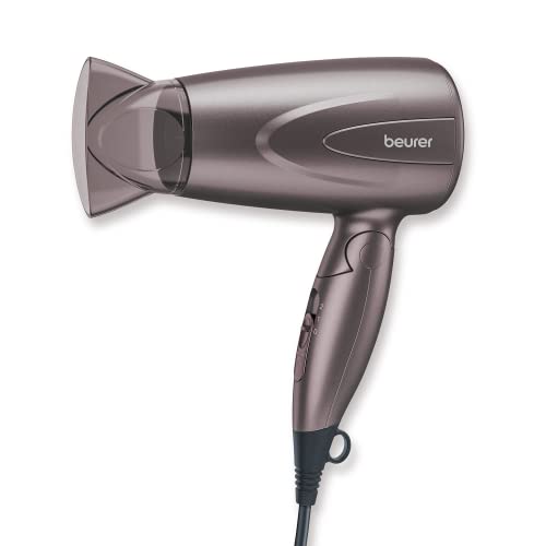 Beurer Professional Foldable, Travel Friendly, Compact 1300 Watts Hair Dryer With 2 Ultra Heat & Speed Settings,Automatic Overheating Protection, Mettalic Color (3 Years Warranty), Brown