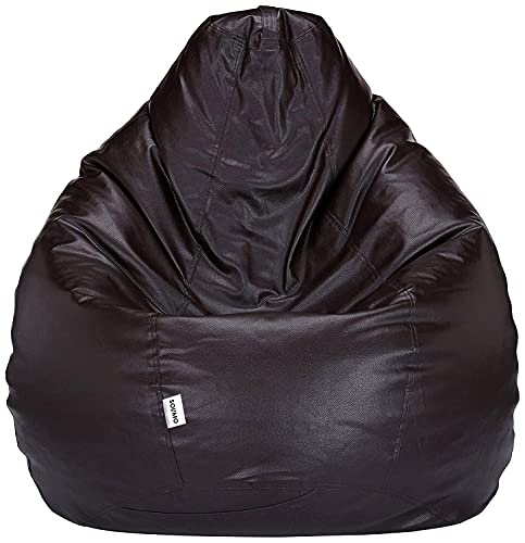 Amazon Brand – Solimo Xxl Bean Bag Filled With Beans (Brown, Faux Leather)