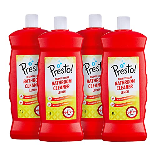 Amazon Brand – Presto! Bathroom Cleaner 1 L X 4 (Lemon)