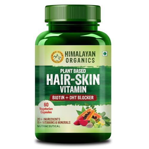 Himalayan Organics Pure Biotin, Dht Blocker , Plant-Based Vitamin B1, B2 , B3, B5, B6, B7 , B9, B12 , Vitamin C ,Vitamin D3 ( Cholecalciferol ) (With Goodness Of Nettle Leaves | Helps Reduce Hair Fall, Controls Hair Fall, Stimulates Hair Follicles & Promotes Hair Growth | For Men And Women – 60 Veg Capsules