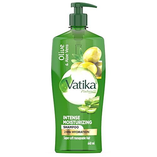 Dabur Vatika Aloe Vera & Olive Intense Moisturising Shampoo, 640Ml Upto 24Hr Hydration, No Parabens & Silicones With Goodness Of Vitamin E, Nourishes & Strengthens Hair & Prevents Dryness