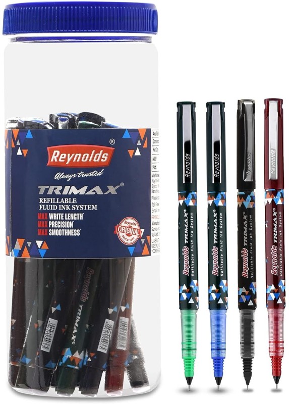 Reynolds Trimax Pen Jar – Blue, Black, Red & Green Gel Pen(Pack Of 15, Blue,Black,Green & Red)