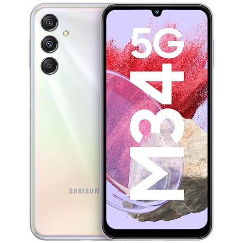 Samsung Galaxy M34 5G (Prism Silver,6Gb,128Gb)|120Hz Samoled Display|50Mp Triple No Shake Cam|6000 Mah Battery|4 Gen Os Upgrade & 5 Year Security Update|12Gb Ram With Ram+|Android 13|Without Charger