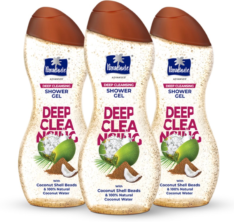 Parachute Advansed Deep Cleansing Shower Gel Daily Exfoliation, Coconut Shell Beads & Coconut Water(3 X 250 Ml)