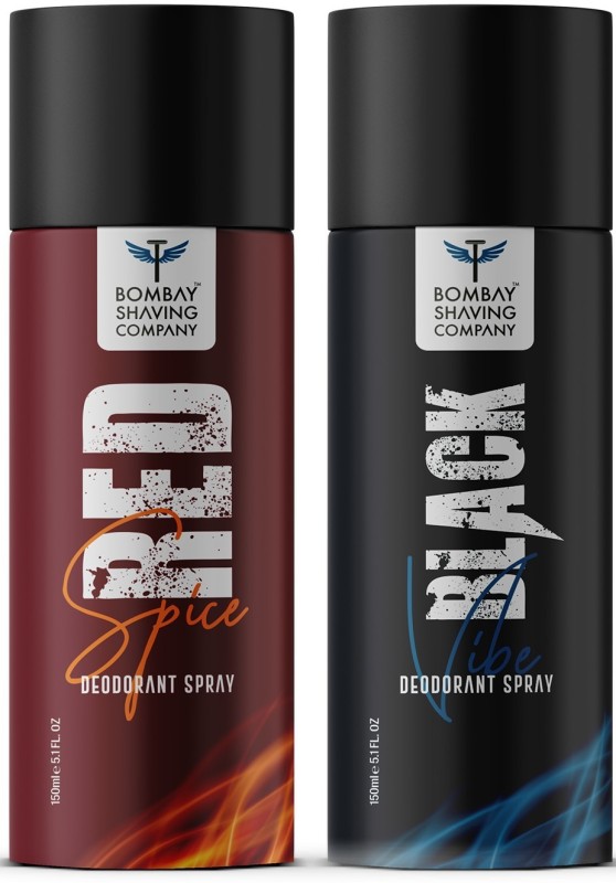 Bombay Shaving Company Red Spice & Black Vibe 150Ml X 2 Combo Deodorant Spray  –  For Men(300 Ml, Pack Of 2)