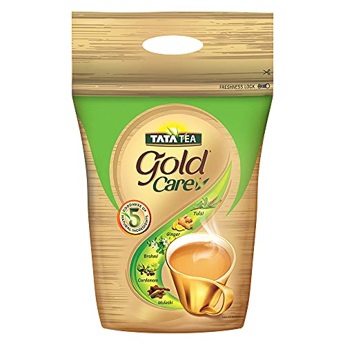 Tata Tea Gold Care | Rich In Taste | Goodness Of Elaichi, Ginger, Tulsi, Brahmi & Mulethi | Black Tea | 1 Kg