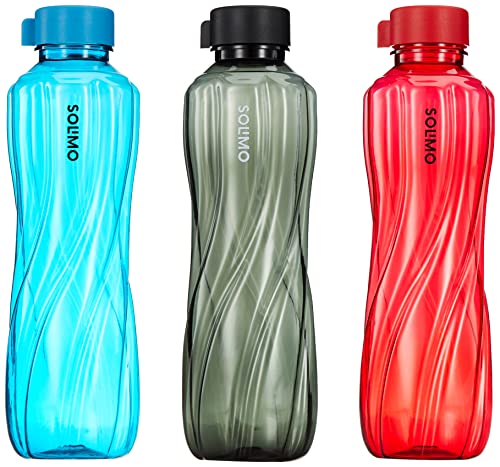 Amazon Brand – Solimo 1000 Ml Plastic Water Bottle | Set Of 3 |Multi Color