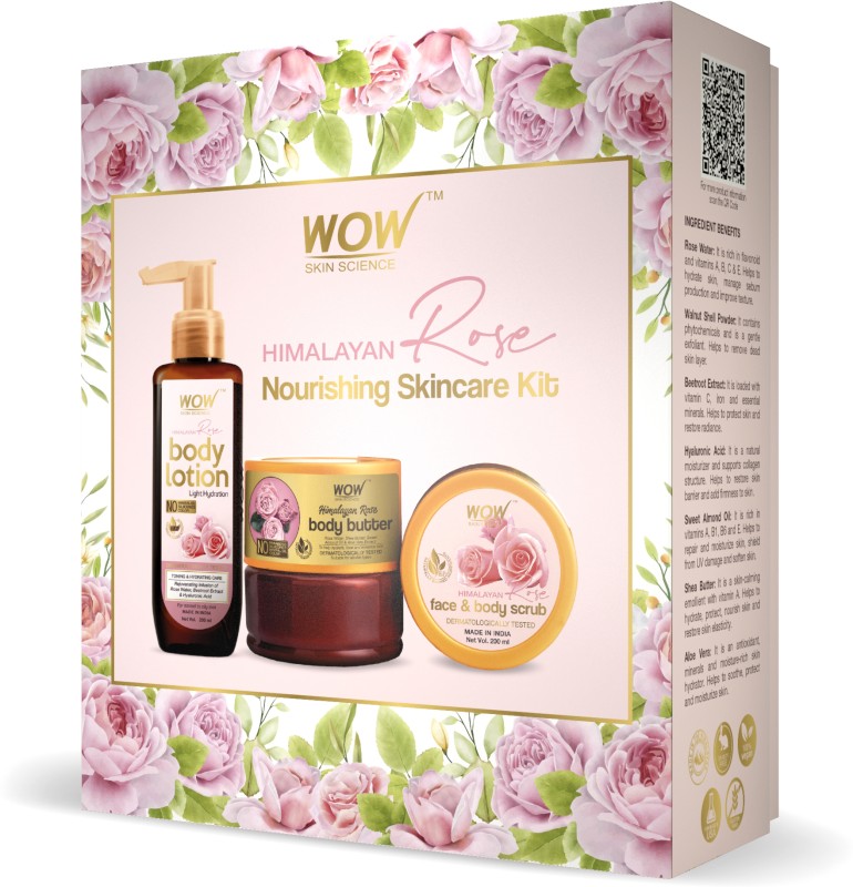 Wow Skin Science “Himalayan Rose Gift Box – Nourishing Skincare Kit For Light Hydration & Exfoliation Normal To Oily Skin “(3 Items In The Set)