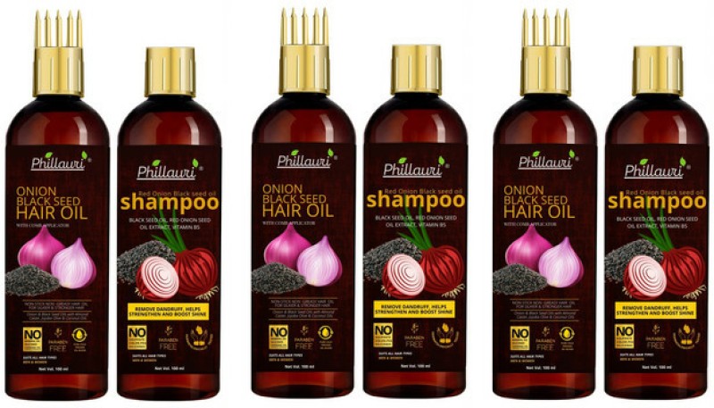 Phillauri Red Onion Black Seed Oil Ultimate Hair Care Kit (Shampoo + Hair Oil)(6 Items In The Set)