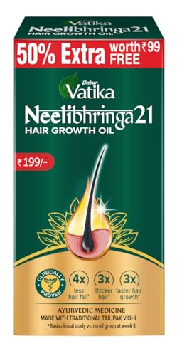 Dabur Vatika Neelibhringa 21 Hair Growth Oil – (50Ml+25Ml Extra Free) | New Hair Growth In 2 Months, Clinically Proven