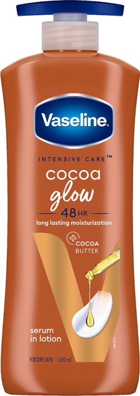Vaseline Cocoa Glow Serum In Lotion | 100% Pure & Shea Butter For Glowing & Soft Skin(600 Ml)