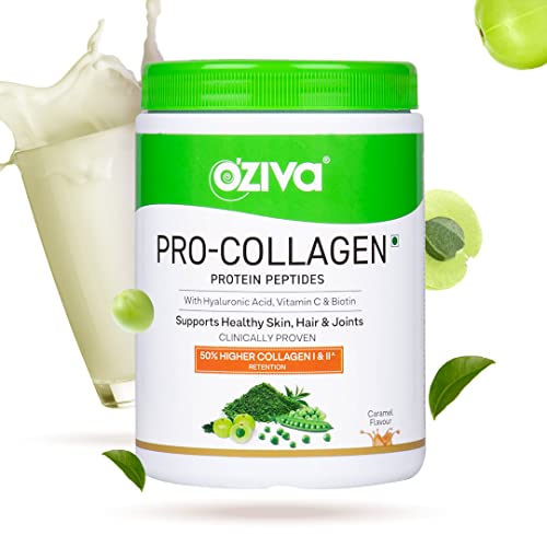 Oziva Pro Collagen Peptides Caramel, 250G (Type I & Type Ii) | Whey Protein & Collagen Builder Peptides For Healthy Skin & Hair Muscular & Joint Health | Collagen Powder For Women & Men