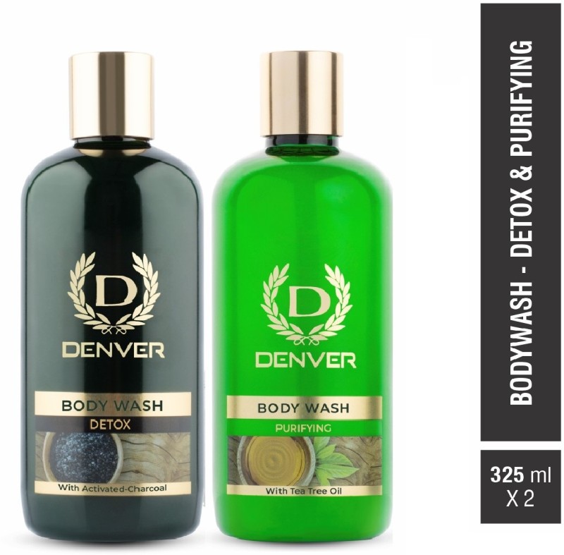 Denver Bodywash With Tree Tea Oil 325 Ml And Activated Charcoal 325 Ml Combo(2 X 325 Ml)