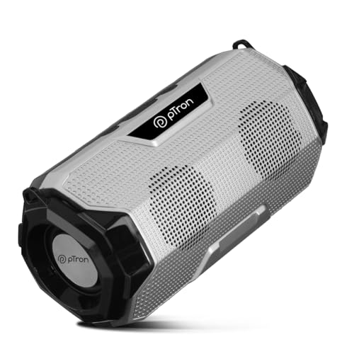 Ptron Newly Launched Fusion Rock 16W Portable Bluetooth 5.0 Speaker With Dual Drivers, 6Hrs Playtime, Speaker For Phone/Laptop/Tablets, Aux/Tf Card/Usb Drive Playback & Tws Function (Silver/Black)