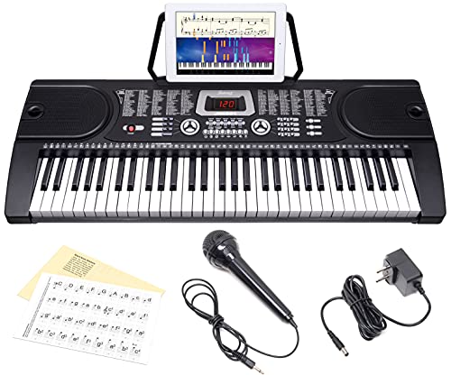 Juarez Octavé Jrk661 61-Key Electronic Keyboard Piano With Led Display | Adapter | Key Note Stickers | Mic |Music Sheet Stand | 255 Rhythms | 255 Timbres | 24 Demos | 8 Percussions