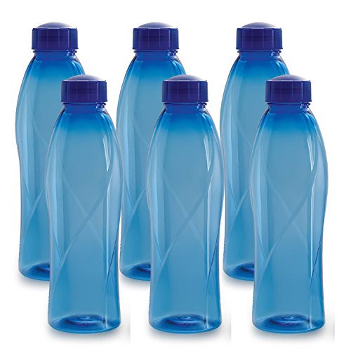Cello Texas Plastic Pet Bottle, 1 Litre, Set Of 6, Blue