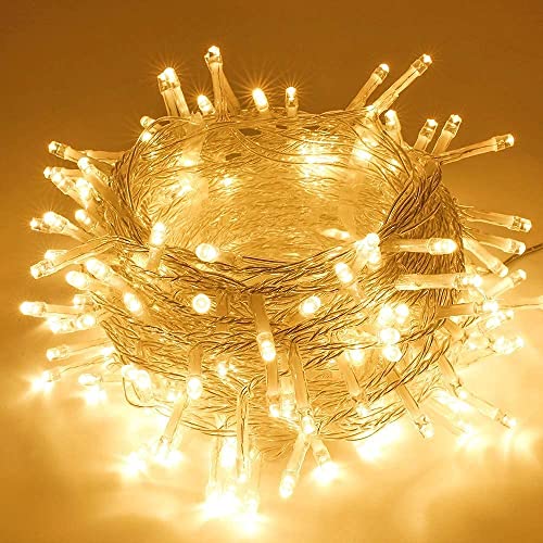 Quace 12 Meter Decorative 42 Warm White Led String Light Plug For Indoor & Outdoor Decorations,String Lights For Diy, Party, Home Decor, Christmas, Diwali