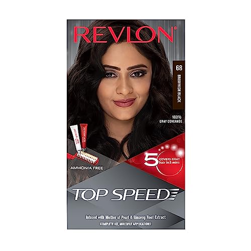 Revlon Top Speed Hair Color Women, Brownish Black 68 |No Ammonia | With Ginseng Root Extract And Mother Of Pearl