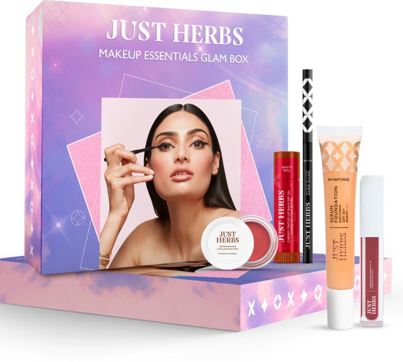Just Herbs Make Up Kit Included Lip Balm, Foundation, Liquid Lipstick , Cheek Tint & Kajal(5 Items In The Set)
