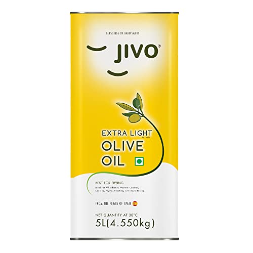 Jivo Olive Oil Extra Light Daily Cooking 5 Litre (Tin) | Recommendable For Roasting, Frying, Baking All Type Of Cuisines| Low Saturated Fat, Low Saturated Fat |