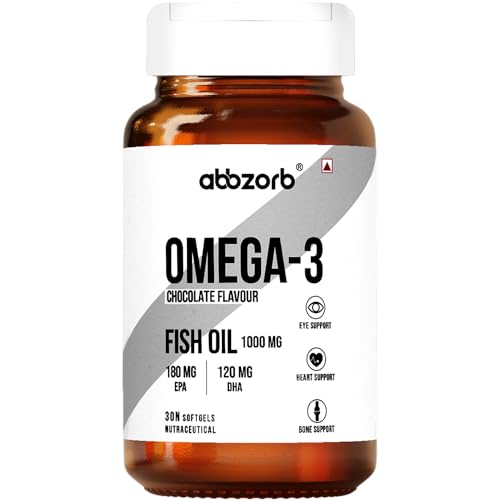 Abbzorb Omega-3 Fish Oil Capsule For Men And Women 1000Mg – 30N Softgels (180 Epa | 120 Dha) | Heart, Joints & Brain Health | Chocolate Flavour