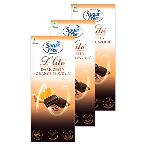 Sugar Free D’Lite Zesty Orange Flavour Dark Chocolate Bar, 40G (Pack Of 3)