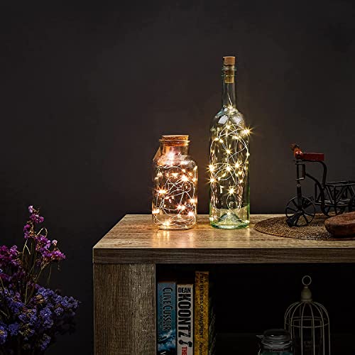 Amazon Brand – Solimo Wine Bottle String Lights, Copper Wire, Battery-Operated, 2 M (Warm White, 20 Led